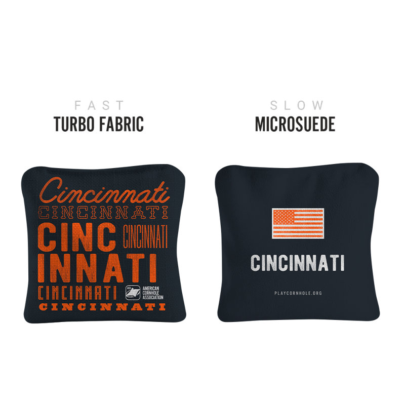 Cincinnati football rétro Gameday Synergy Pro cornhole sacs, Noir, noir, noir, noir