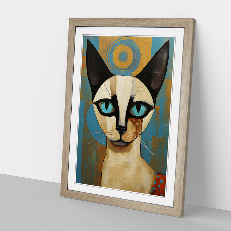 Siamese Cat Constructivism - Framed Print, Oak Framed, 64cm H x 46cm W x 2cm D