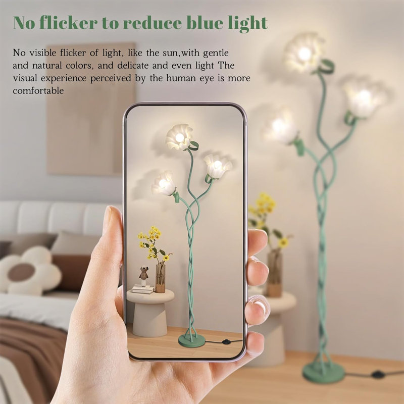 LED Corner Floor Lamp With Adjustable Color Temperatures, Gooseneck & Heavy Base For Bedroom, Living Room