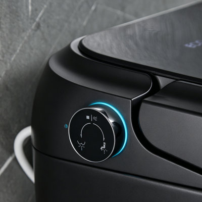 Toilette intelligente CRESTLE avec bidet, ouverture automatique du couvercle, chasse d'eau automatique, bouclier en mousse, siège chauffant, modes de bidet multiples, pré-brumisation, désodorisant et plus, noir mat