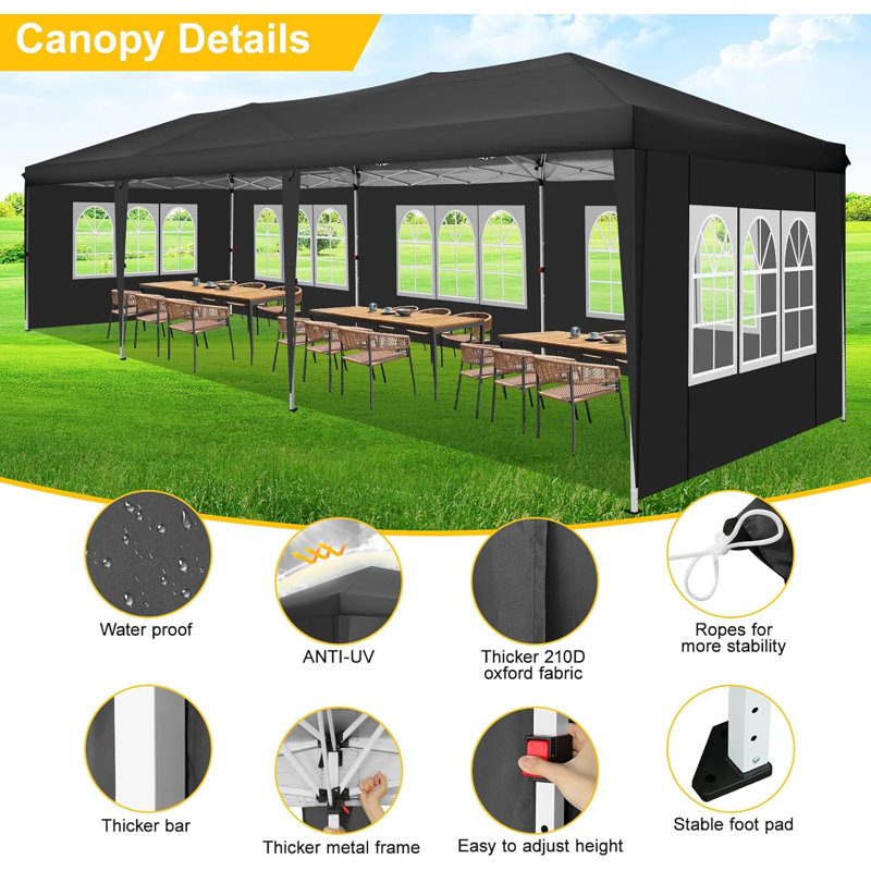 3.5m x 1m Steel Canopy, Black