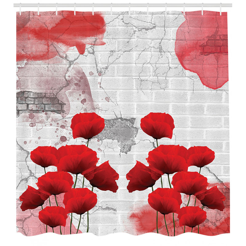 Ensemble de rideau de douche et crochets Poppy, H 70 po x l 69 po