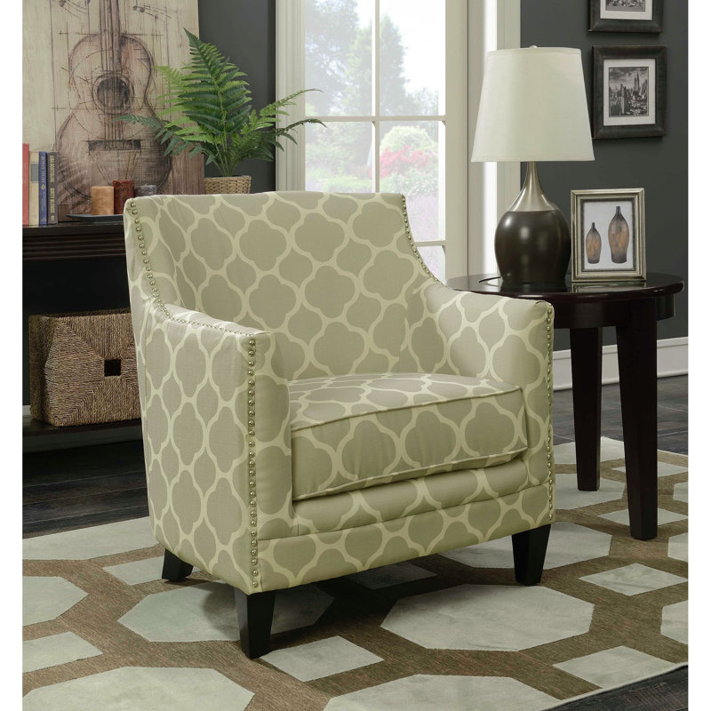 Fauteuil en polyester de 30 po de largeur Galsworthy, Géométrique colombe Patio