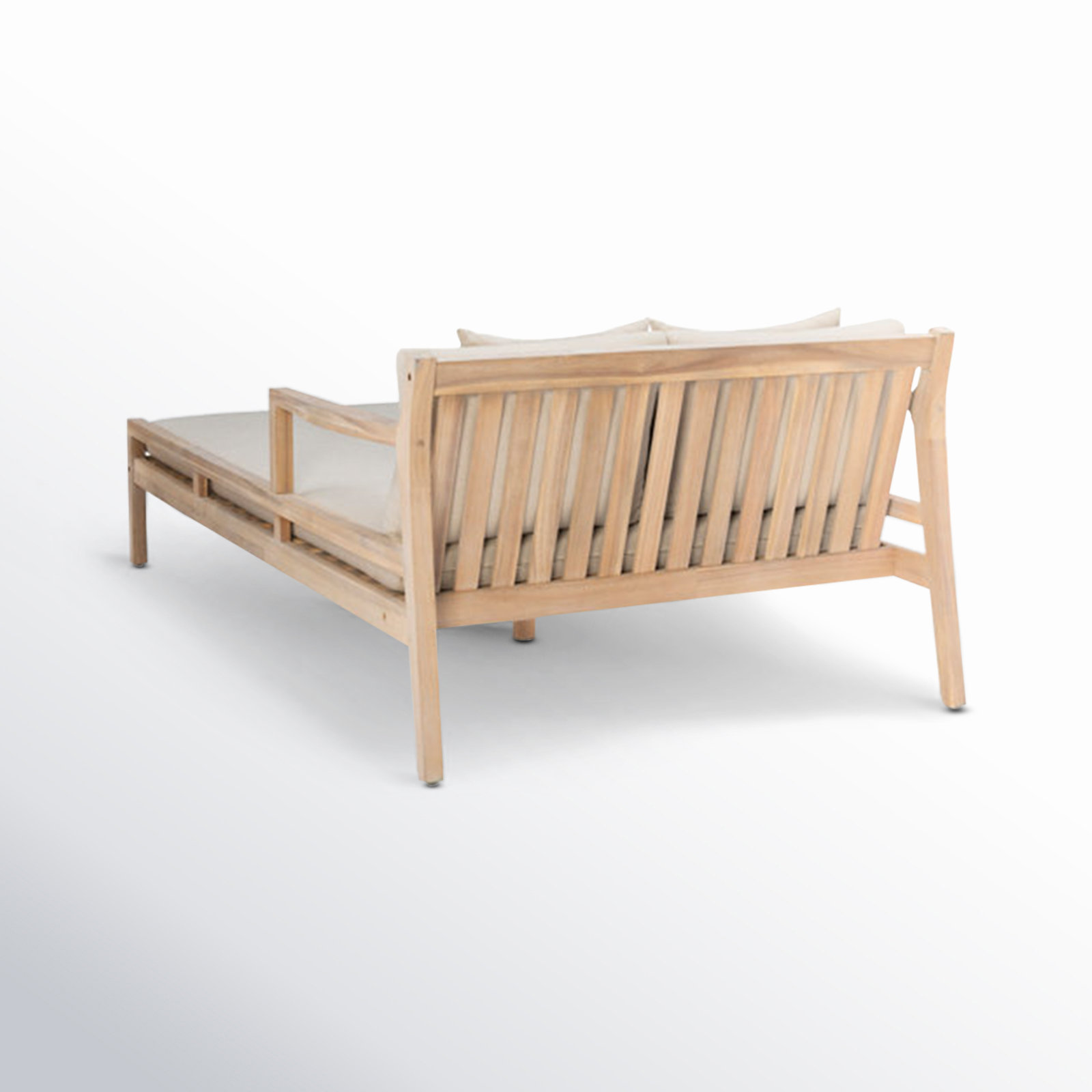 Amina 47" Acacia Patio Double Chaise Lounge