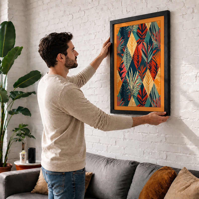 Chromatic Leaf Rhythm Botanical - Print, A1 - 84.1 x 59.4 cm, Oak