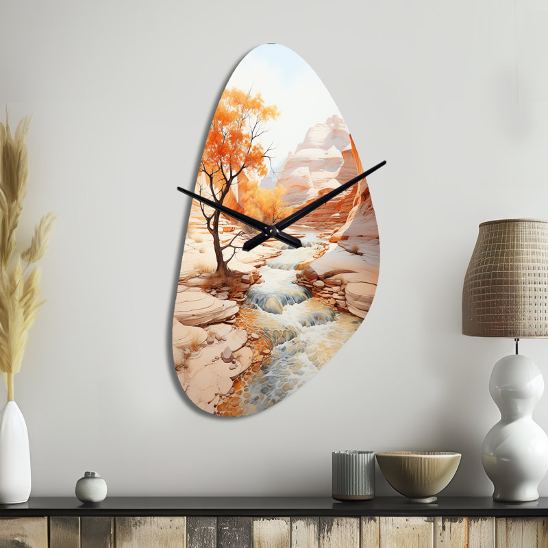 Beige pêche Canyon Mirage - horloge asymétrique en métal Canyon, Moyenne