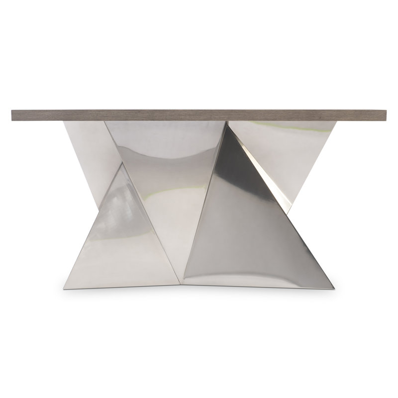 Contemporary Rectangular Brown and Stainless Steel Console Table