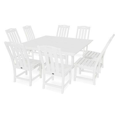 Ensemble de salle à manger avec chaise à tréteaux de ferme 9 pièces POLYWOOD Yacht Club