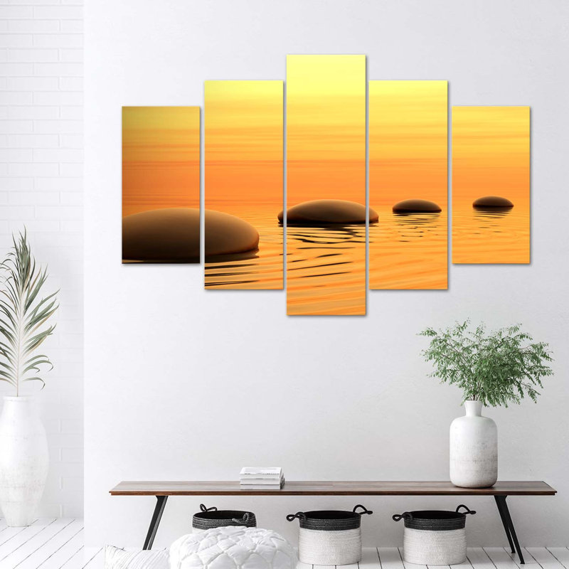 Zen Spa Stones Water - 5 Piece No Frame Print on Canvas
