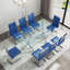 Ensemble de table de salle à manger moderne Daarina, grande table rectangulaire en verre avec base en X argentée et chaises en porte-à-faux en similicuir-851816018-835404055