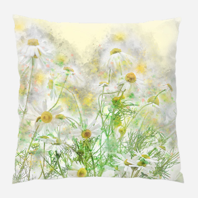 Coussin décoratif camomille, Microsuède, Intérieur