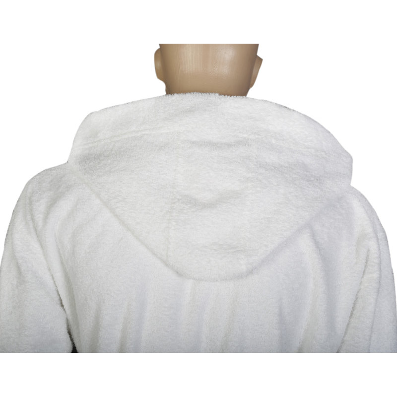 Peignoir mi-mollet féminin avec poches et capuche Skidmore, blanc, Moyenne