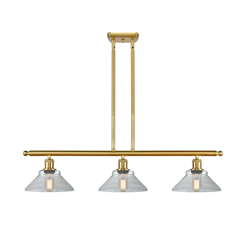 Luminaire suspendu linéaire à 3 lumières pour îlot de cuisine Newton St Loe, Transparent, Ampoule DEL 6 watts Vinage
