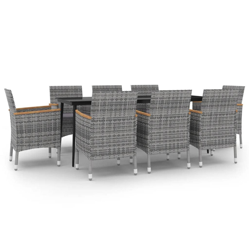 Red Barrel Studio® 9 Piece Patio Dining Set With Cushions Poly Rattan And Glass