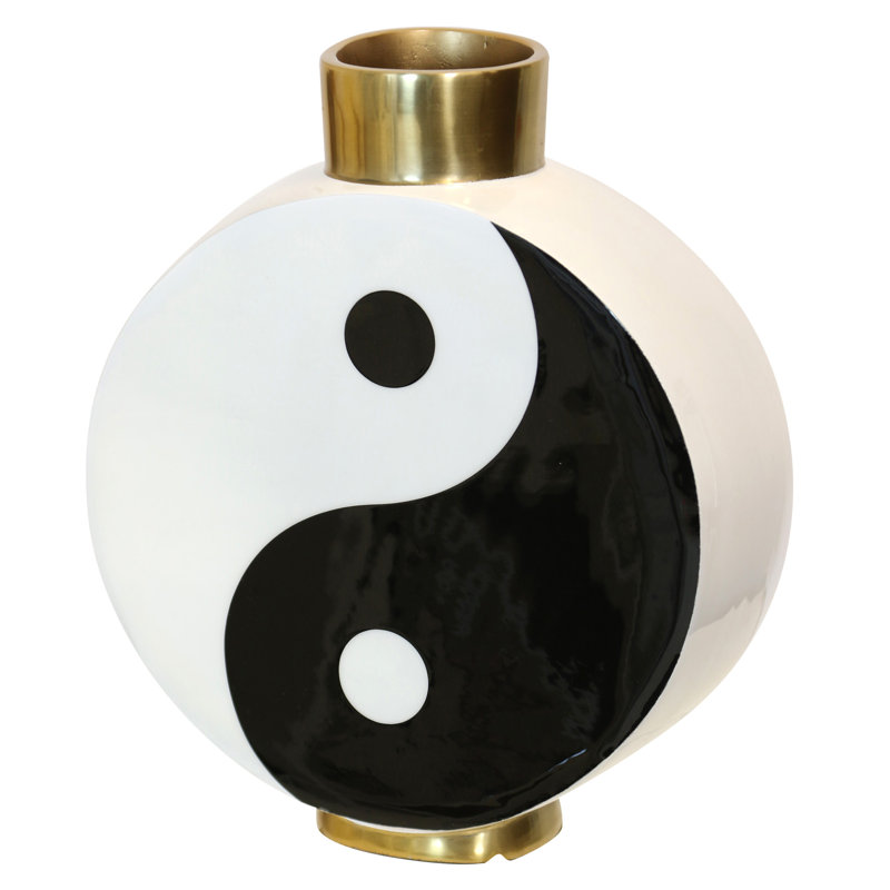 Duality Symbol Ceramic Bowl - 9.84"W x 3.74"D x 11.61"H, 9.84"W x 3.74"D x 11.61"H