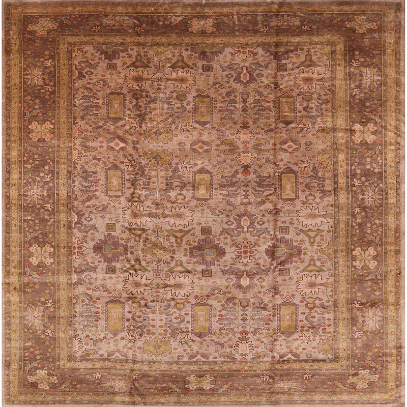 Tapis brun à motif oriental, Carré de 6 pi