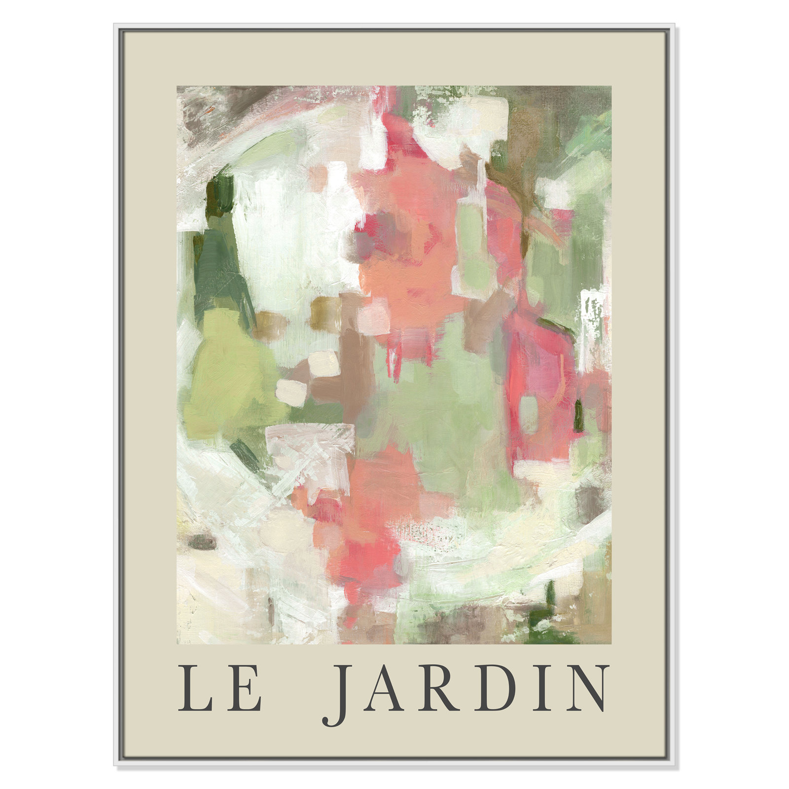 Riya "Le Jardin" Print by Carol Robinson, White Floater Frame, No, 49.5" H x 37.5" W x 2" D