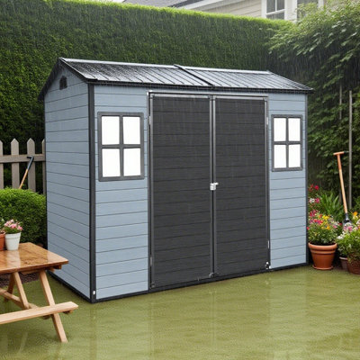 Remise de rangement extérieure en résine 8 po x 4 pi avec plancher et 2 fenêtres résistantes aux intempéries