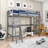 Diamonde Twin Loft Bed Frame W/desk Angled And Built-in Ladder Solid Wooden Frame Gray