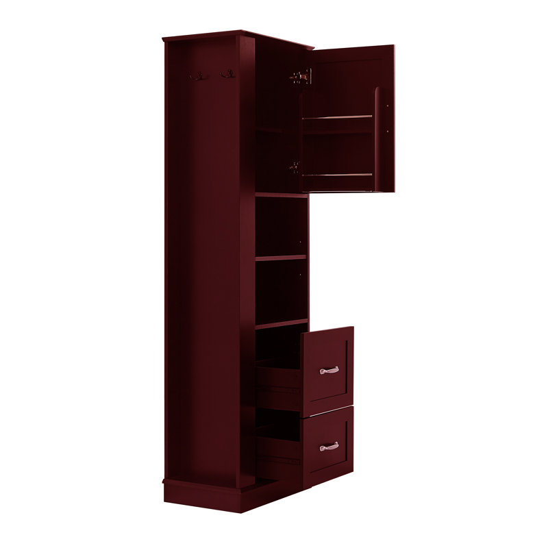 Armoire de rangement avec tiroirs et tablettes ouvertes Chanson, Brun