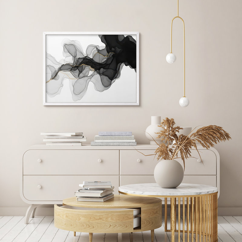 Reproduction d'art encadrée abstraite pour décoration intérieure moderne - 11 po x 14 po, H 11 po x l 14 po, Blanc