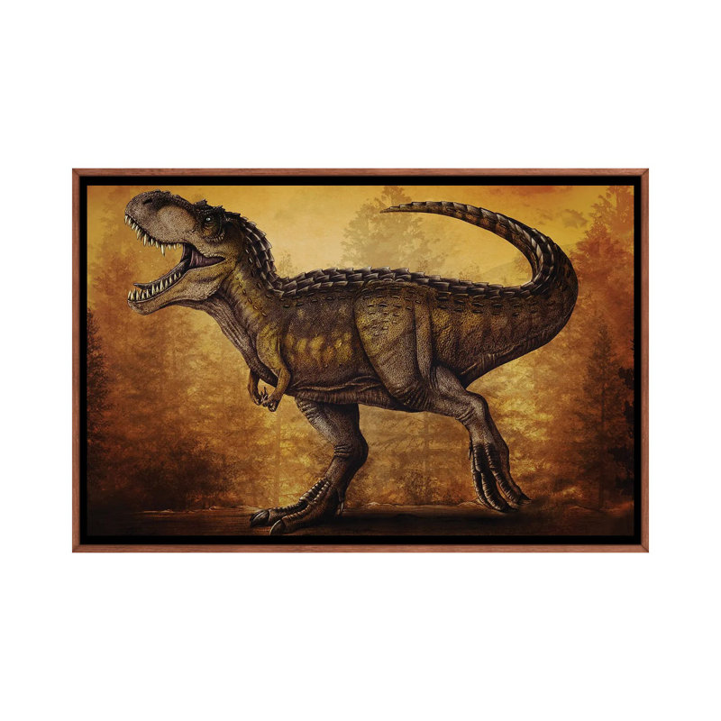 Magnatyrannus Dinosaur by Aram Papazyan - Print on Canvas, 101.6 cm H x 66.04 cm W, Brown Floater Framed