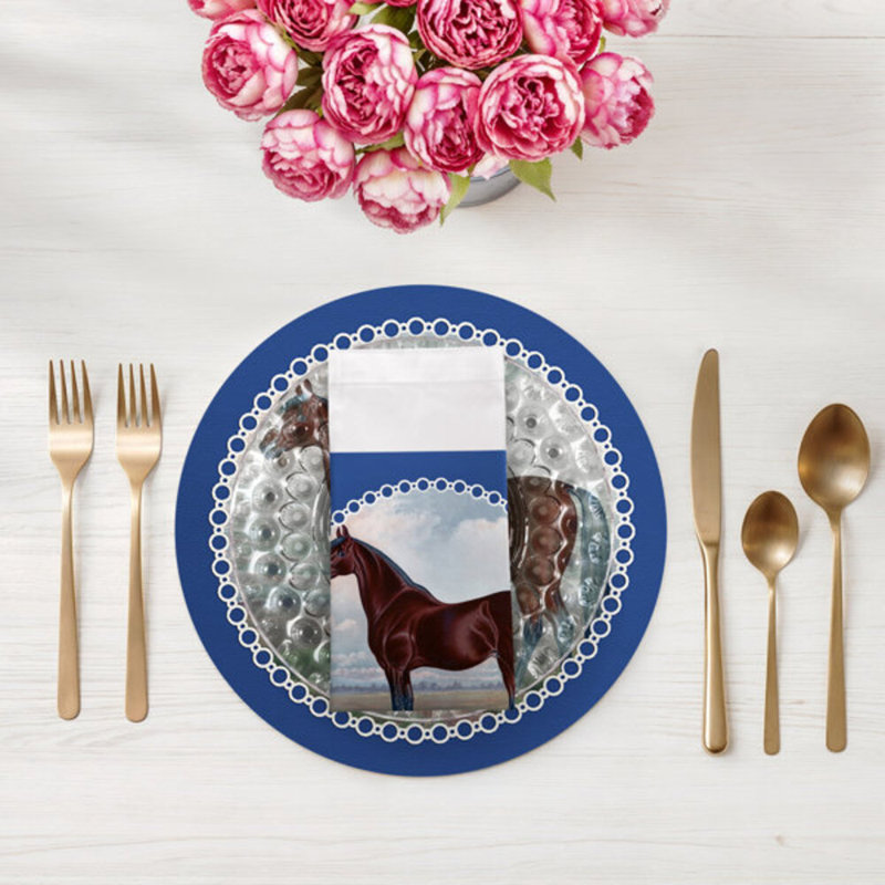 English Thoroughbred Cotton Blend Square Napkins, Blue