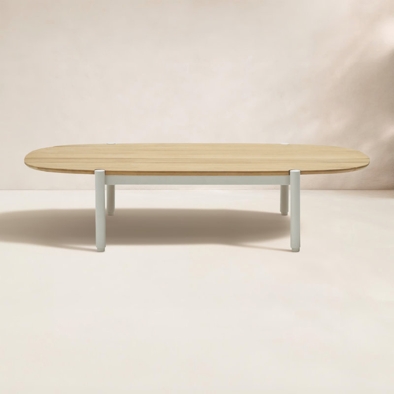 Terra Outdoor Oval Teak Coffee Table, Putty