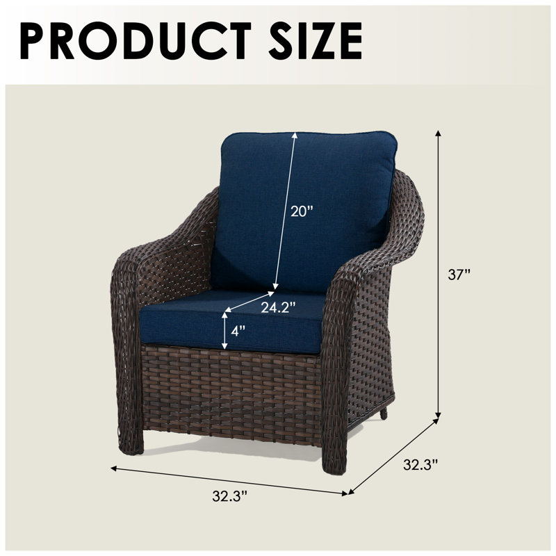 Patio Chairs With Cushions （Set of 2）, Blue