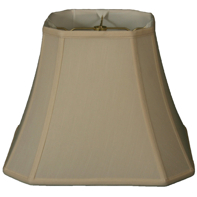 Abat-jour cloche en soie / shantung (araignée), Beige/Or, H 11,25 po x l 14 po x P 14 po