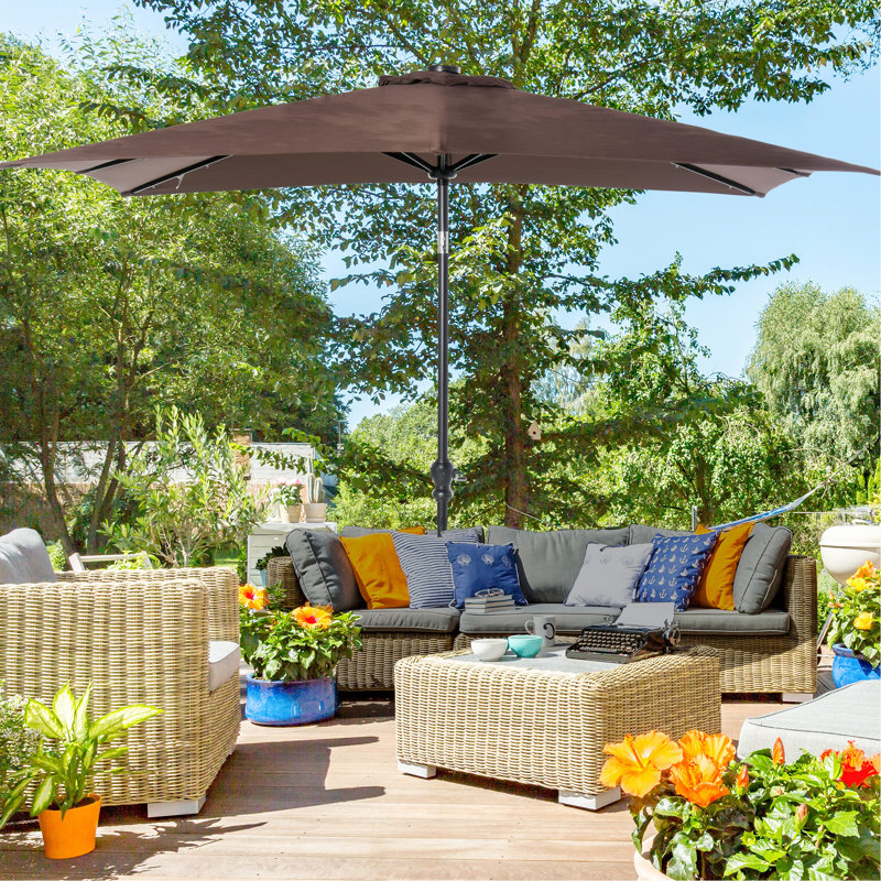 Parasol de marché rectangulaire Laplante, H 97,2 po x l 105,6 po x P 80,4 po, Brun