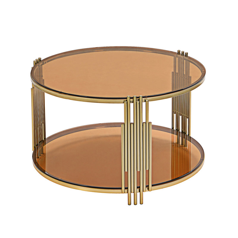 Table basse en verre avec tablette