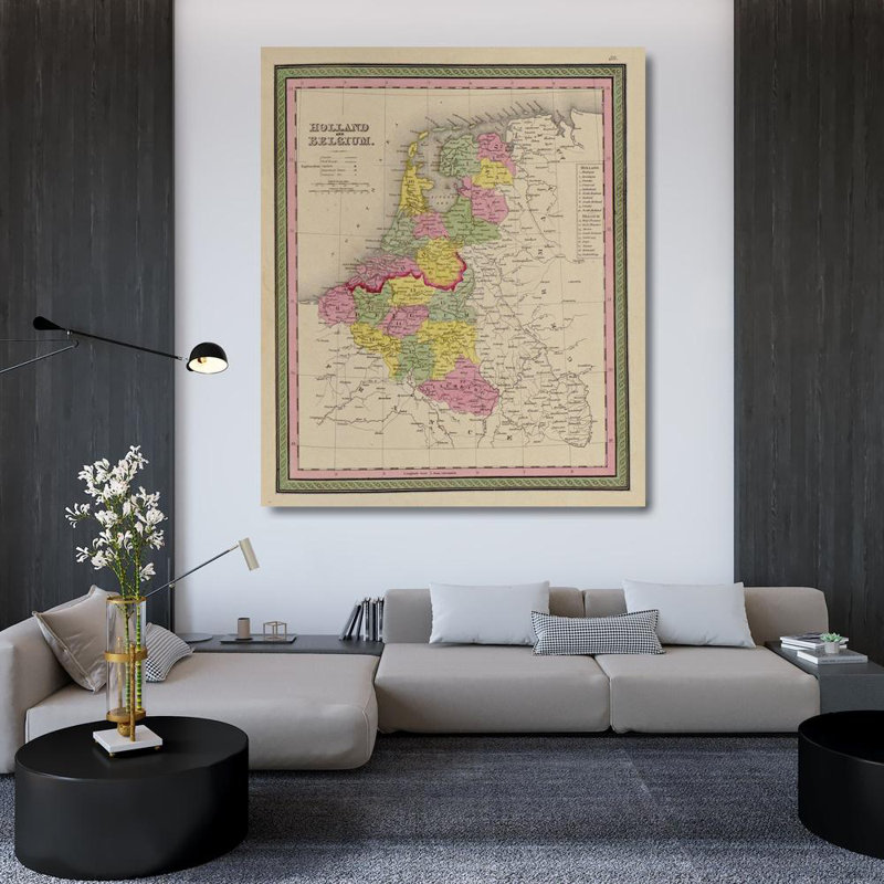 «Red Barrel Studio®», reproduction d'art sur toile tendue avec châssis, «Holland and Belgium» 1849 62528, H 42 po x l 36 po