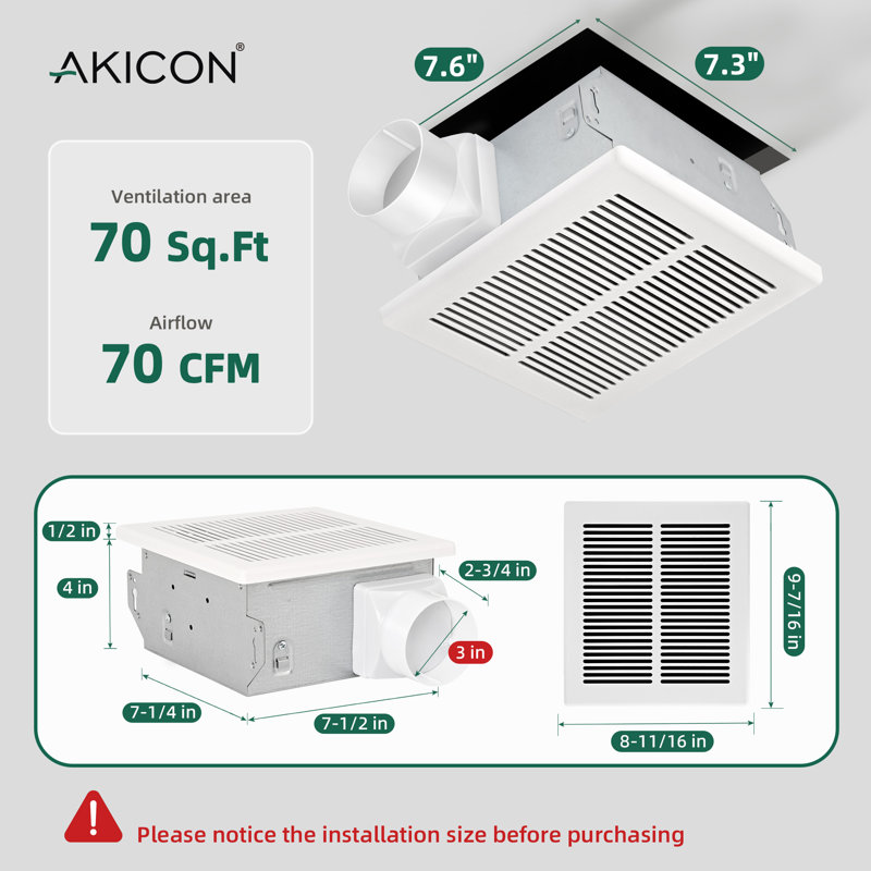 Ventilateur de salle de bain 70 CFM