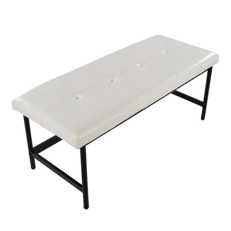 Brieon Faux Leather Bench, White
