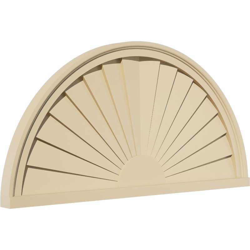 Demi-rond signature fronton en uréthane, brun clair apprêté, 32 po x 16 po x 2 po, Aucune, Rayons de soleil