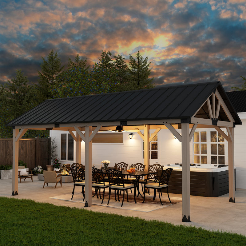 Cedar Wood 12'x20' Gazebo with Galvanized Steel Roof