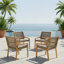 Ensemble de 2 chaises de salle à manger de patio modernes en osier de bois d'acacia pour terrasse