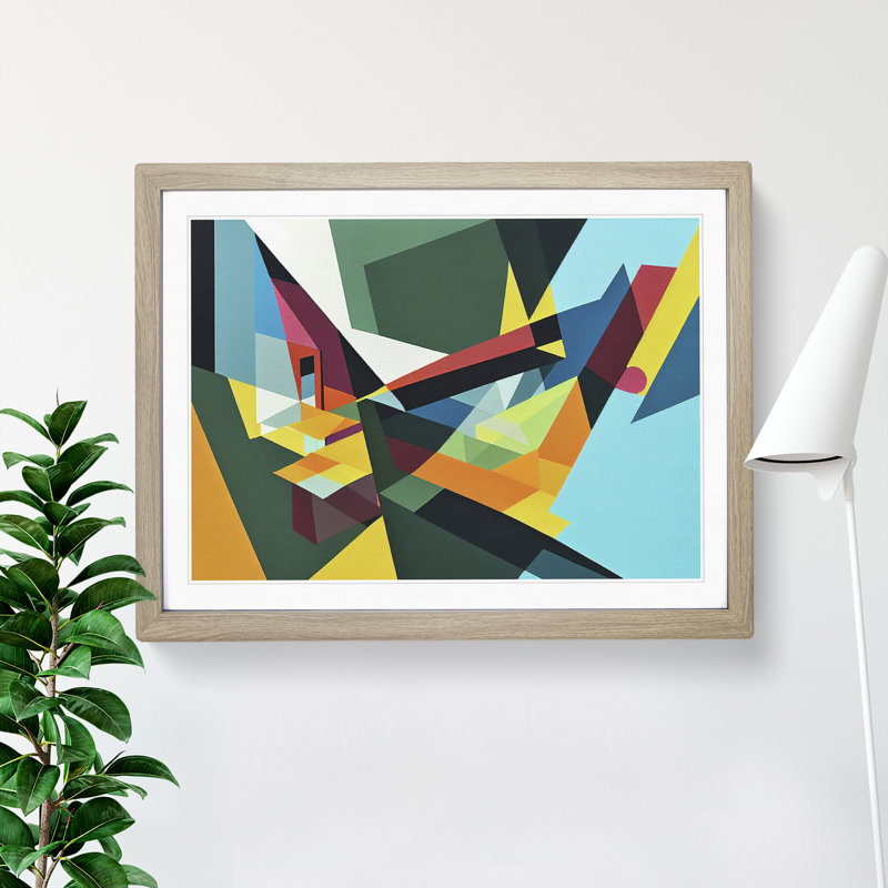 Abstract Art Vol.2 - Single Picture Frame Painting, 46cm H x 64cm W x 2cm D, Oak