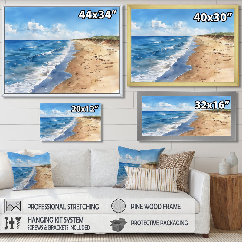 Côtes italiennes en bord de mer - Décoration murale sur le thème de la plage, H 30 po x l 40 po x P 1,5 po