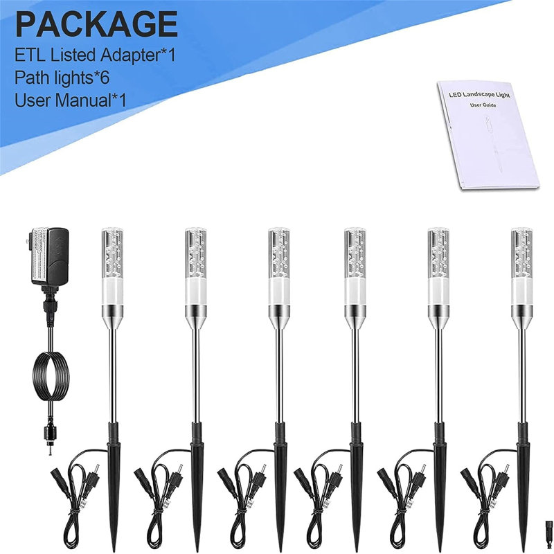Cool White LED Aluminum Pathway Lights Set of 6
