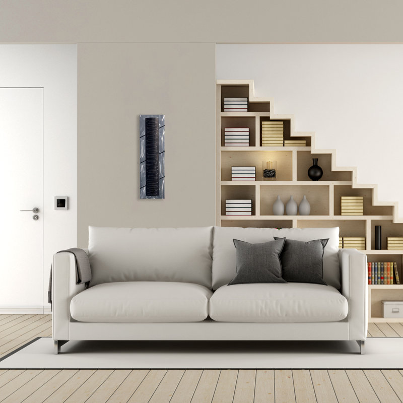 Handmade Modern Abstract Wall Decor on Metal, Black/Silver