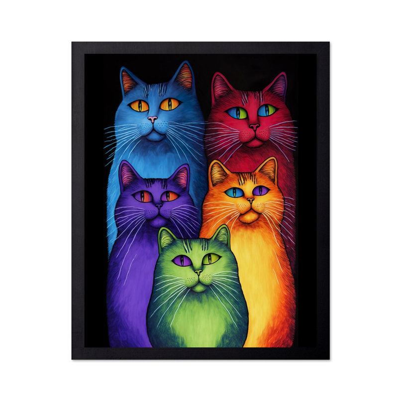 Rainbow Cats, Black Framed, Poster, 08"H x 10"W
