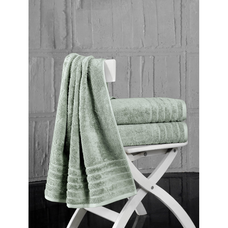 Shantae 56" L x 30" W 3-Piece Cotton Bath Towel Set, Green