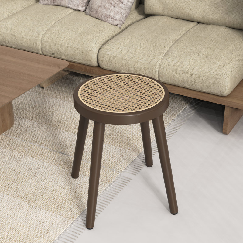 Rattan Accent Stool, Brown