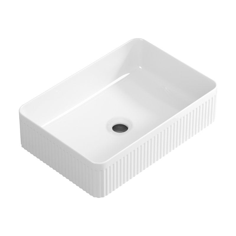 Rectangular Above Counter White Ceramic Vessel Sink For Modern Bathroom Vanity | Gift Idea