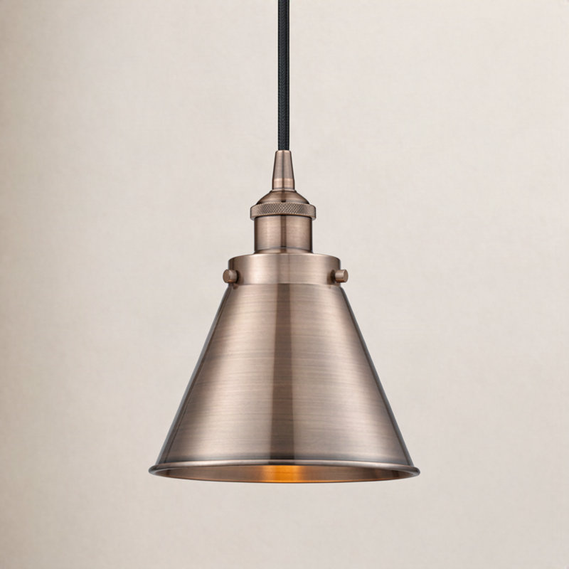 Luminaire suspendu conique à 1 lumière Rouvin, Cuivre antique