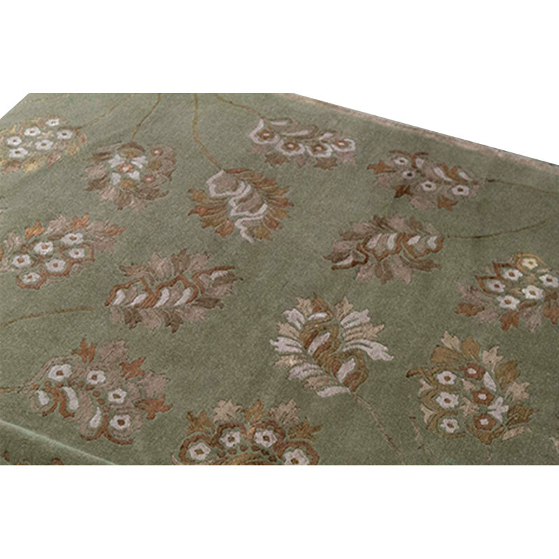 Hand-Knotted High-Quality Green Area Rug