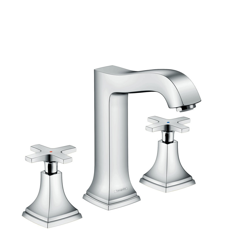 Robinet espacé Hansgrohe Metropol Classic 160 avec poignées en croix et ensemble de drain, 1,2 gal / min, Chrome