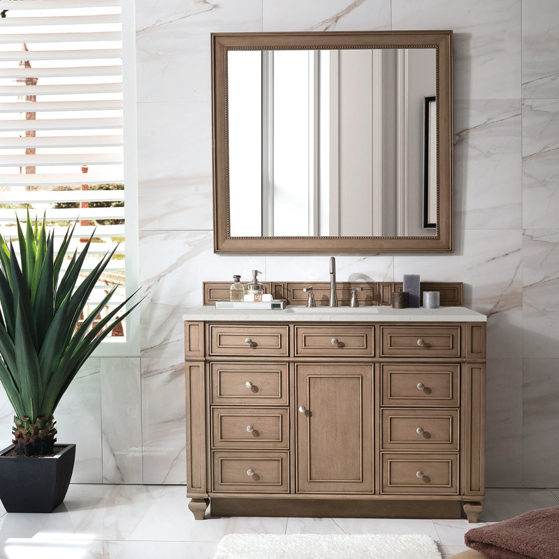 Bristol 48'' W Single Vanity, Whitewashed Walnut, Lime Delight, 8" Widespread